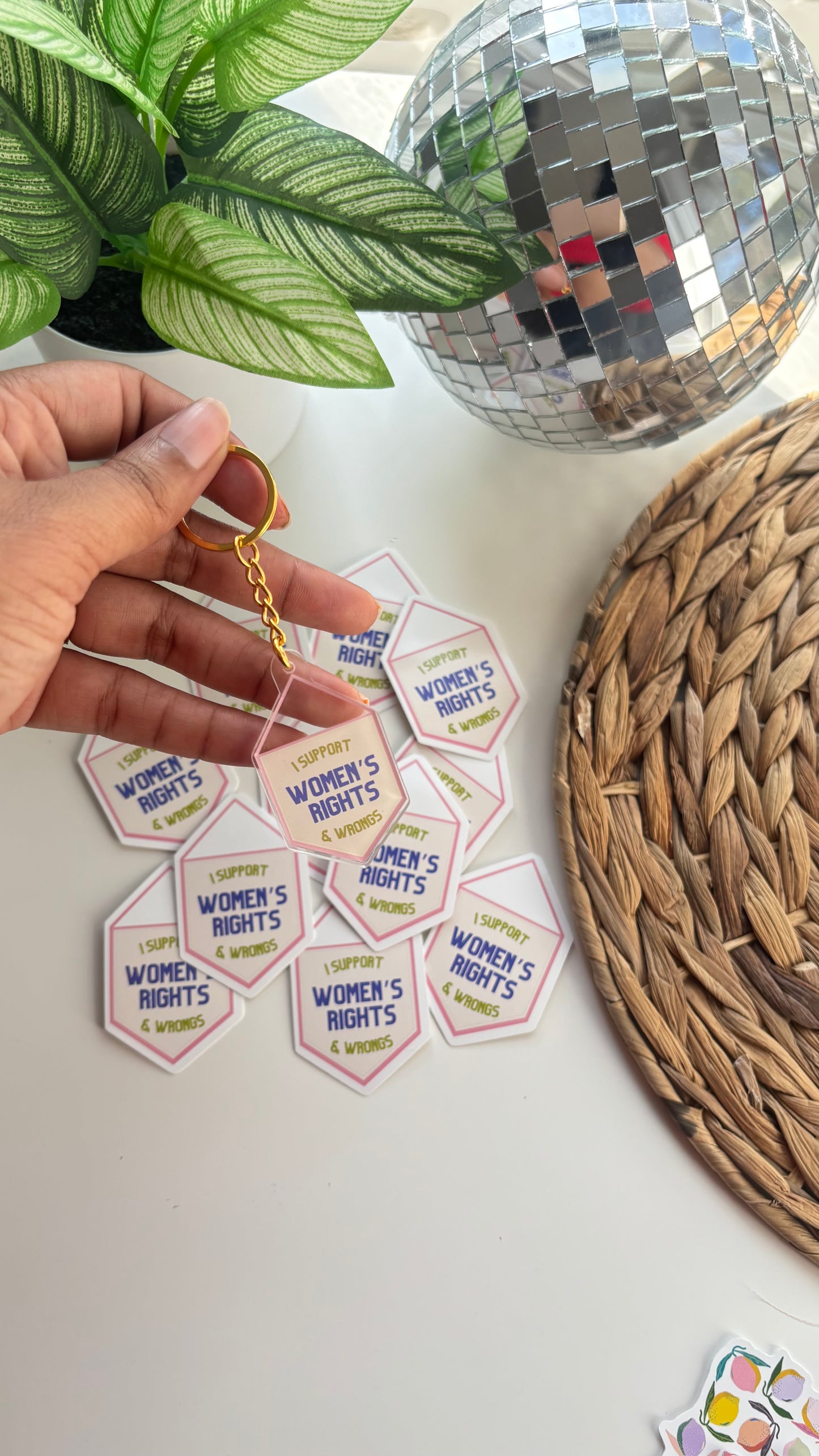 I Support Women's Rights & Wrongs Keychain