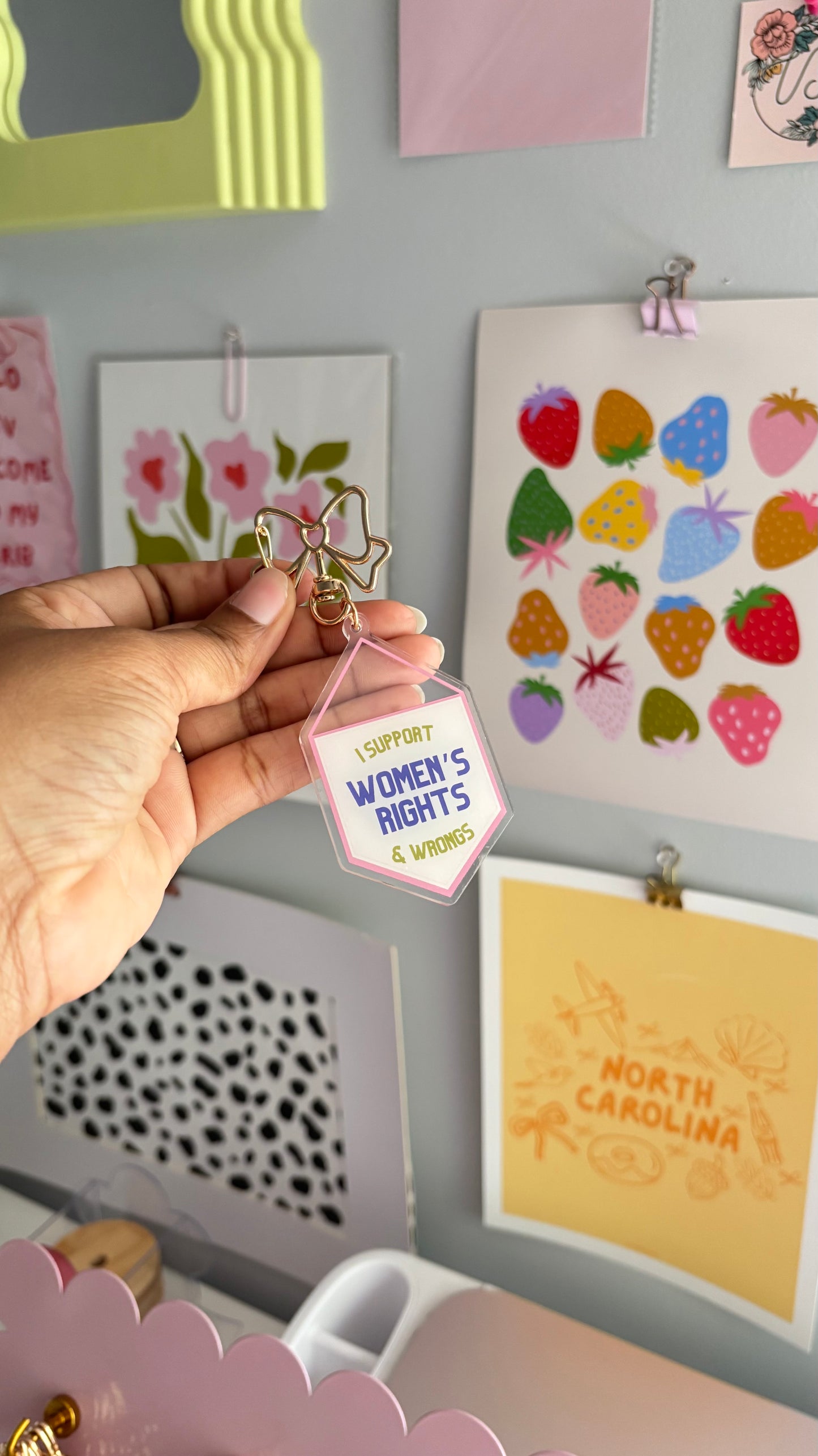 I Support Women's Rights & Wrongs Keychain