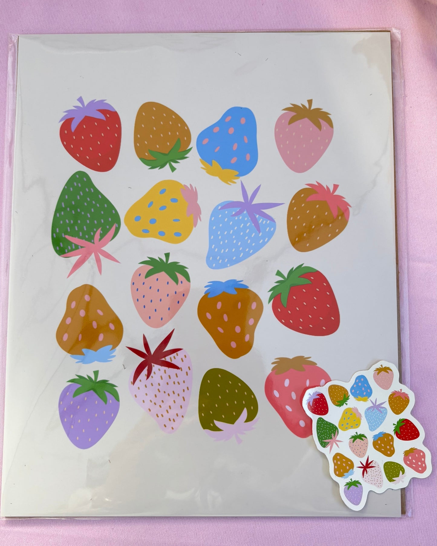 Colorful strawberry-shaped stickers