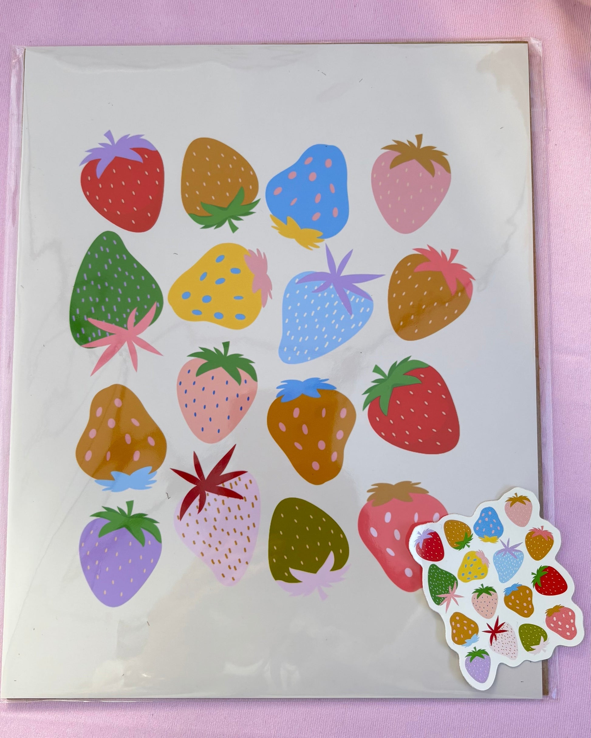 Colorful strawberry-shaped stickers